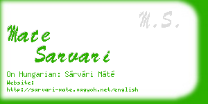 mate sarvari business card